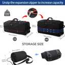 110L Expandable to 140L 32 Foldable Oxford Soft-Sided Rolling Duffle Bag with 2 Heavy-Duty Wheels,3 Large Compartments,Adjustable Shoulder Strap and Attached Organizer Pouch,Black Red