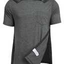 Deyeek Men's Post Shoulder Surgery Shirts Recovery Tear Away Short Sleeve Full Open Side Snap Dialysis Chemo Clothing, Size 2XL