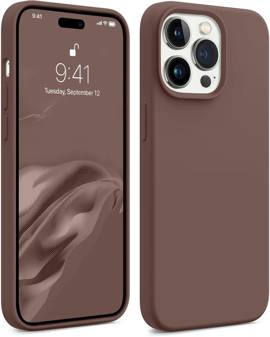 AOTESIER Shockproof Designed for iPhone 14 Pro Max Case, [Food Grade Silicone] [Military Drop Protection] with Anti-Scratch Lining Protective Phone Case for 14 ProMax, 6.7 inch, Chocolate