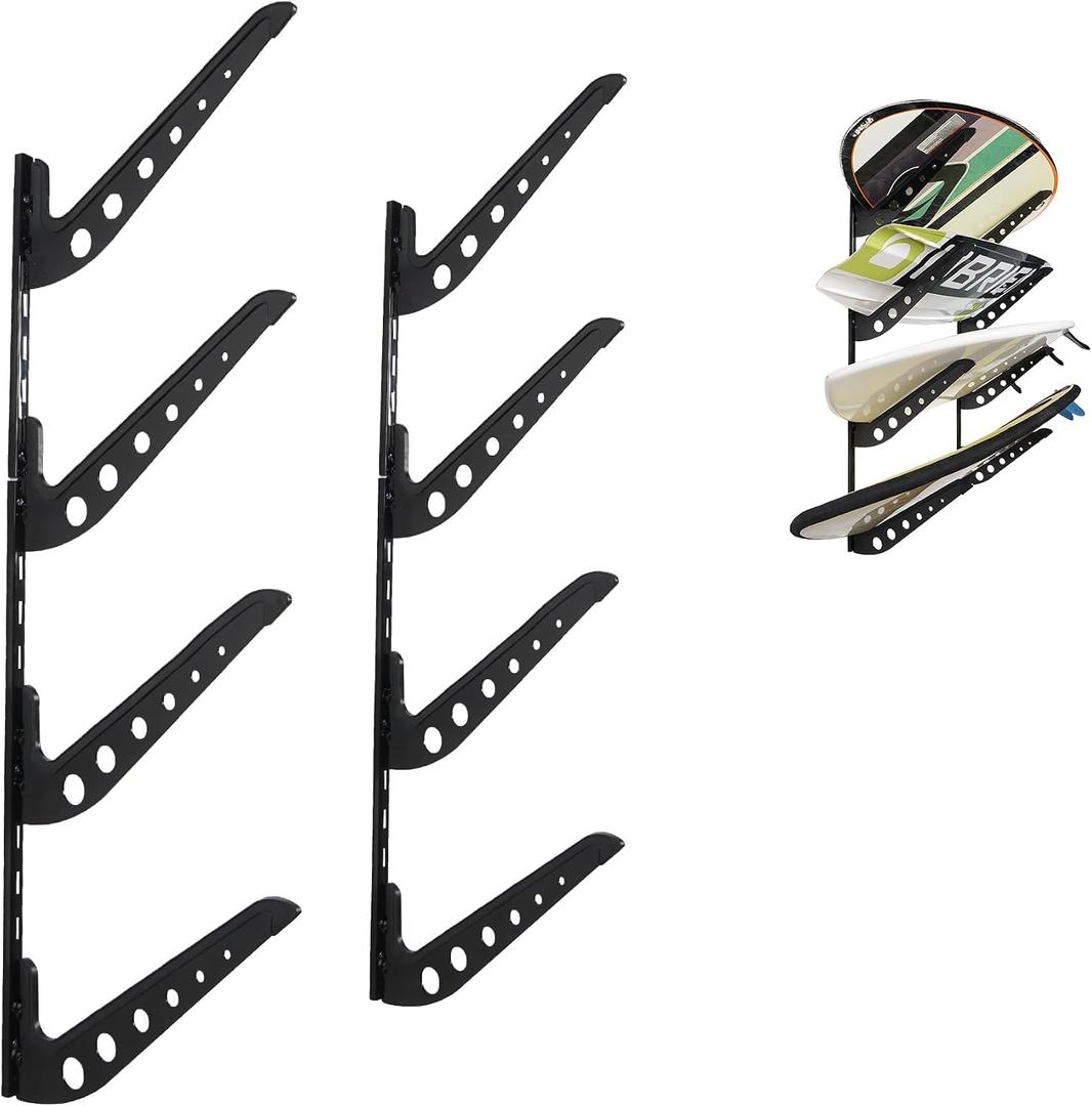 Multi Board Surf Rack Wall Mount for Surfboard, Wakeboard, Snowboard Storage Adjustable Wall Hangers Boards Display White