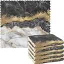 Dish Cloths Dish Towels Kitchen Towels 6 Pack Sets Absorbent Gold Black Marble Soft Decorative Reusable Nonstick Oil Washable (Color1)
