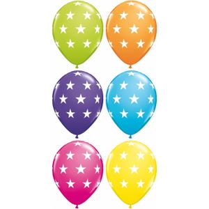 Qualatex 38460 Big Stars - Tropical Assortment Latex Balloons, 11", Multicolor, Pack of 50