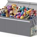 Lewondr Extra Large Toy Chest Storage Bin with Lids, 40"*16"*16" Collapsible Sturdy Toy Chest Storage Box for Boys, Girls, 3 Removable Dividers for Living Room, Playroom, Nursery, Bedroom, Grey