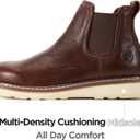 SUREWAY Men's Slip On Chlesea Work Boots for Men - Soft Toe,Lightweight Comfortable,Full Grain Leather,Slip-resistant Wedge Sole (Brown) 10.5