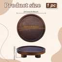Acacia Wood Riser for Display, 9.5" Decorative Round Tray Pedestal Stand, Farmhouse Countertop Organizer,Pedestal Tray Waterproof Riser Board for Soap, Plants, Perfume, Candles Bathroom, Kitchen