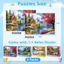 4-Pack 100 Piece Puzzles for Adults 4 Seasons Country Cottages, 15 x 10 inches