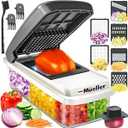 Mueller Vegetable Chopper Mandoline Slicer, Food Veggie Chopper, Cheese Grater, Onion Vegetable Cutter with Container, Dicer, Kitchen Gadgets & Essentials, White Sand/ Grey