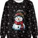 AmzPrint African Sweatshirt For Women Plus Size Casual Long Sleeve Round Neck Blouses Sweatshirts Tops (Large, Snowman)