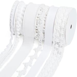 LaRibbons White Ribbons for Crafts 6 Rolls 27.5 Yards TTL Thin Ribbon for Sewing Wedding Gift Wrapping Home Decor