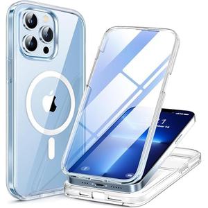 Miracase Magnetic Case for iPhone 13 Pro 6.1 Inch,with MagSafe,Built in Screen Protector,Full Body Protective(Clear)