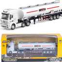 Gemini&Genius Oil Tanker Trailer Toy, Heavy Duty Realistic Look Alloy Hauler Car Toys Vehicle, 1:50 Scale Diecast Tanker Truck, Toy Trucks for Kids (Detachable) (White)