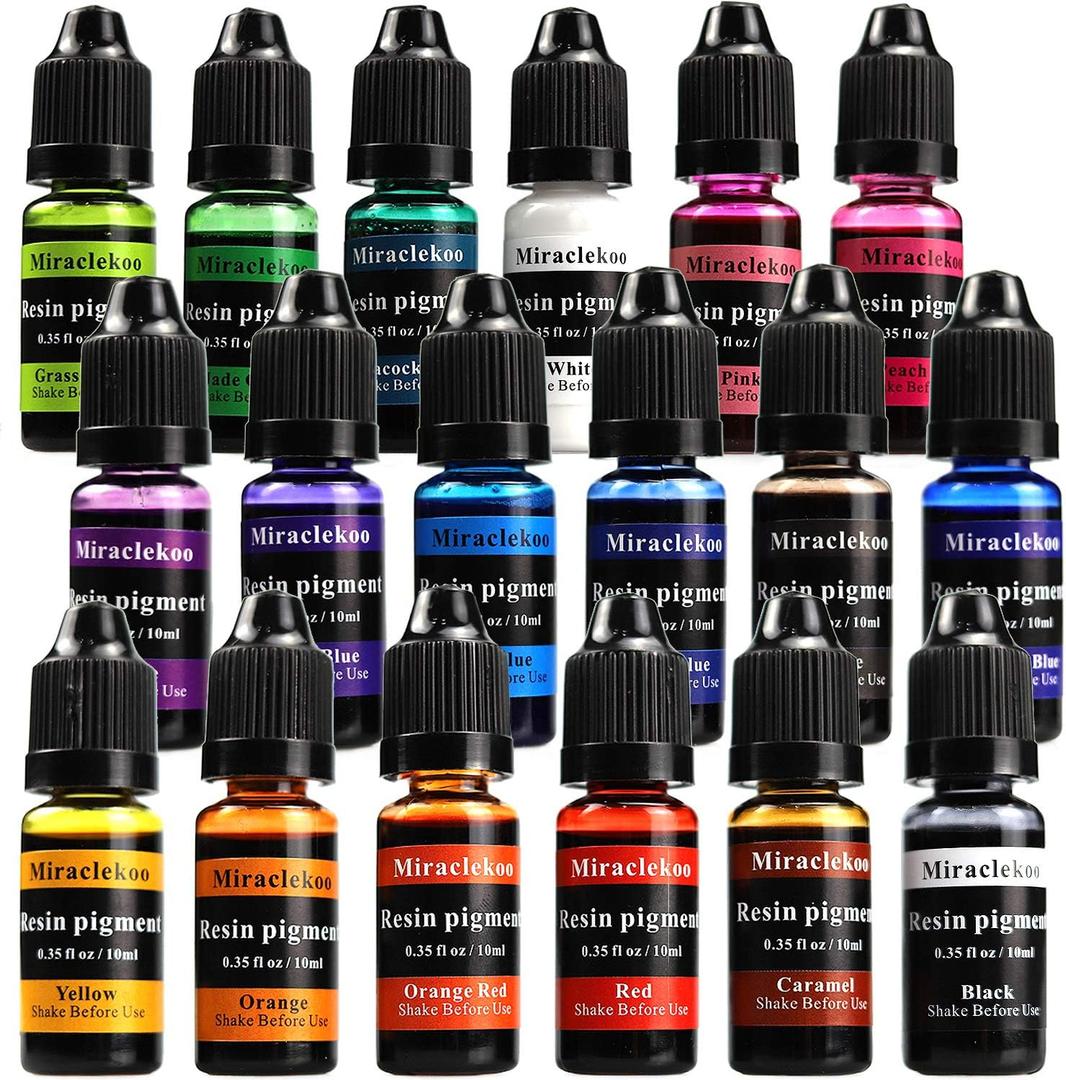 18 Colors Epoxy Resin Color Dye Colorant Liquid Epoxy Resin Pigment,10ml Each,Translucent