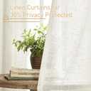 LAMIT Cream Linen Curtains 36 Inch for Windows, Soft Thick Linen Textured Light Filtering Drapes Bronze Gromment Boho Neutral Panels for Basement/Bathroom/Kitchen, 2 Panels, 34 x 36 Inch