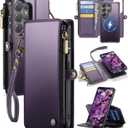 For Samsung Galaxy S26 Ultra Wallet Case Magnetic [Compatible with Magsafe] [RFID Blocking Card Holder] [Zipper] Detachable Drop-proof Protective Phone Cases for Galaxy S26 Ultra 6.9", Purple