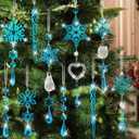 Crystal Snowflake Christmas Tree Decorations - 21pcs Christmas Tree Ornaments Sparkling Dazzling Festival Party Decoration Crystal Snowflake Design Hanging Ornament Holiday Season Home Decor (Blue)