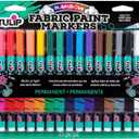 TULIP-33701 Fabric Paint Markers Rainbow 15 Pack, for Permanent Color on Fabric, Wood, Rocks