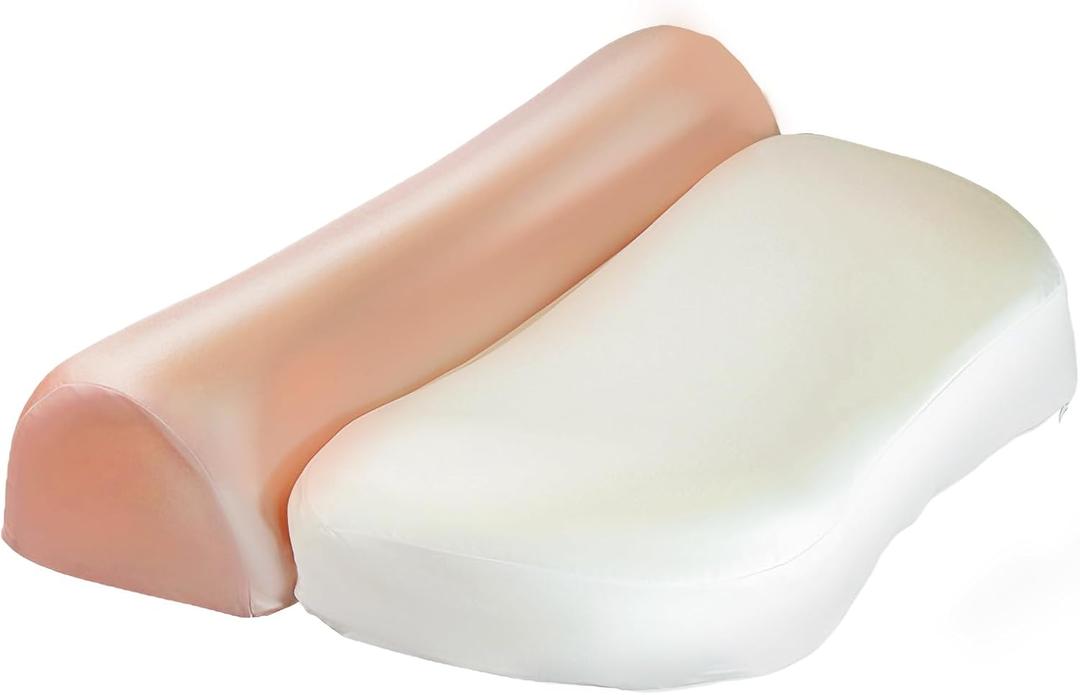 Constructs Zero Pressure Memory Foam Pillow: Tech, Comfy, Clean, Stylish, Hygiene; Soft, Washable, Supports/Care for Neck, boosts/aids/enables Quality Sleep (White + Pink Jade)