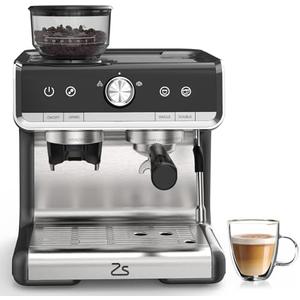 Espresso Machine with Built-In Grinder and Milk Frother - 20 Bar Professional Espresso Maker for Crafting Lattes, Cappuccinos, and Macchiatos, Removable 95oz Water Tank, 1450W