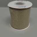 Ribbli Champagne Gold Glitter Wired Ribbon with Metallic Edge, Christmas Ribbon for Wreath, Tree Decoration, Home Decor, 4 Inch x 10 Yards