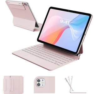 RAYMCRAFT for iPad Air 11 inch Case with Keyboard (M4/M3/M2, 2026/2025/2024), iPad Pro 11 (4th/3rd/2nd/1st Gen) & Air 5/4th Magic Keyboard Case, 11 Colors Backlit, Multi-Touch Trackpad, Pink
