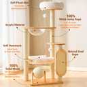 HITTITE Solid Wood Cat Tree Tower with Scratching Post, 53 Inches Tall Cat Towers with Scratching Board and Scratcher Ball, Modern Cat Tower with Space Capsule and Removable Top Bed for Indoor Cats
