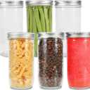 Mason Jars Wide Mouth 24oz, 6 pack Glass Pickle Canning Jars Food Storage With Airtight Mason Jar lids and Bands for Canning, Preserving, Fermenting, Pickling, DIY Projects