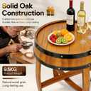 2026 New Rustic Whiskey Barrel Table - 22.2"x24" Solid Oak Round Coffee End | Handcrafted Wine Barrel & Whiskey Side Table for Living Room Bar