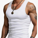 Men's Summer Tank Tops Scoop Neck Basic Sleeveless Shirts Gym Workout Tank Undershirts M