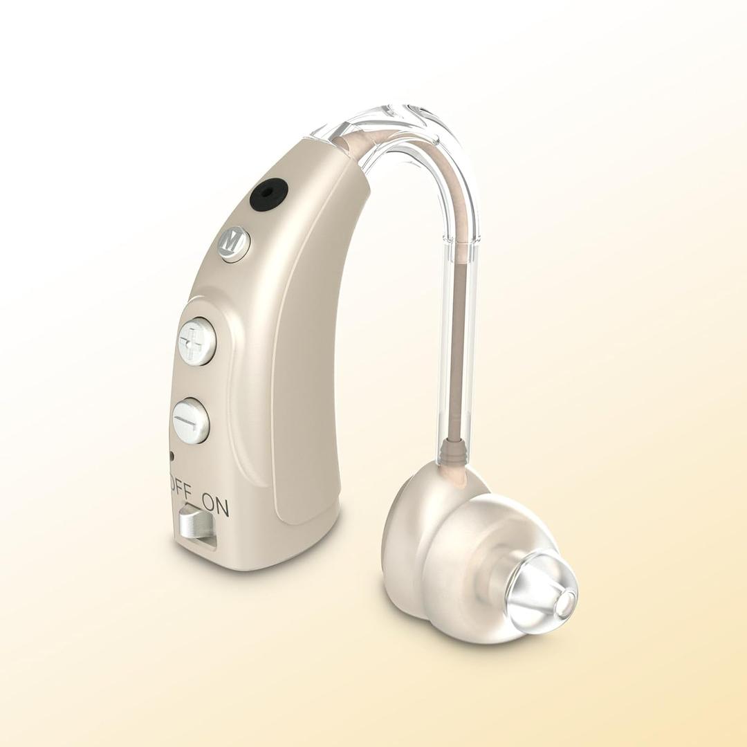 Rechargeable Hearing Aids for Seniors, 16-Channel Digital Hearing Amplifier for Adults with 4 Frequency Modes & 8-Level Volume Adjustment, Clear Sound Quality, gold
