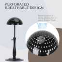 Wig Stand Adjustable Wig Stand with Metal Base (12"19"), Non-Slip Velvet Cover, Breathable Top, Easy Assembly, Stable Holder for Wigs, Hats & Masks