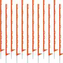 Sintuff 50 Pack Electric Fence Posts, 40 Inch Plastic Step in Heavy Duty Sturdy Fence Posts for Farm Garden Yard Temporary Outdoor Wire Fencing(Orange)