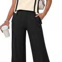 ANRABESS Women 2 Piece Lounge Sets Summer Casual Knit Sweater Vest Pant Set Beach Vacation Clothes 2026 Airport Outfits (Beige, L)