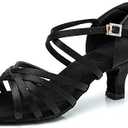 RoseMoli Women's Latin Dance Shoes Satin Professional Ballroom Salsa Practice Performance Dance Shoes 2.2 6