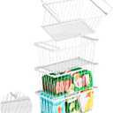 Enhanced Leak-Proof Bottom - Freezer Organizer Bins ，4 Pack Stackable Deep Freezer Organizer Bins for 7 Cu.FT Small Chest Freezer，organization and storage，pantry organizers（white）