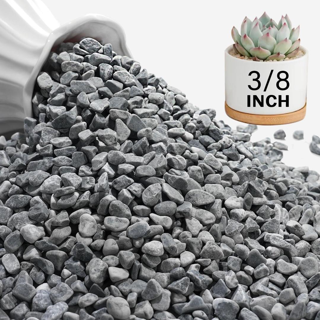 NUPICK 6 lbs Pebbles for Indoor Plants, 3/8 Inch Pea Gravel for Fish Tank, Decorative Rocks for Succulent, Natural River Stones for Vases, Cactus, Landscaping, Bird Bath, Aquarium, Grey