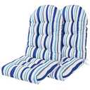 Enipate Weather Resistant Adirondack Chair Cushions High Back Indoor Outdoor Patio Tufted Thicken Lounge Cushion Seat Pads (Cold Striped Blue)
