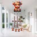 Gifts for Mom, Wind Chimes for Outside Perfect for Outdoor Gardens Patios Home Decor, Features Melodious Tones Create a Zen Atmosphere, Retirement Gifts for Women Men(Colorful Highland Cow