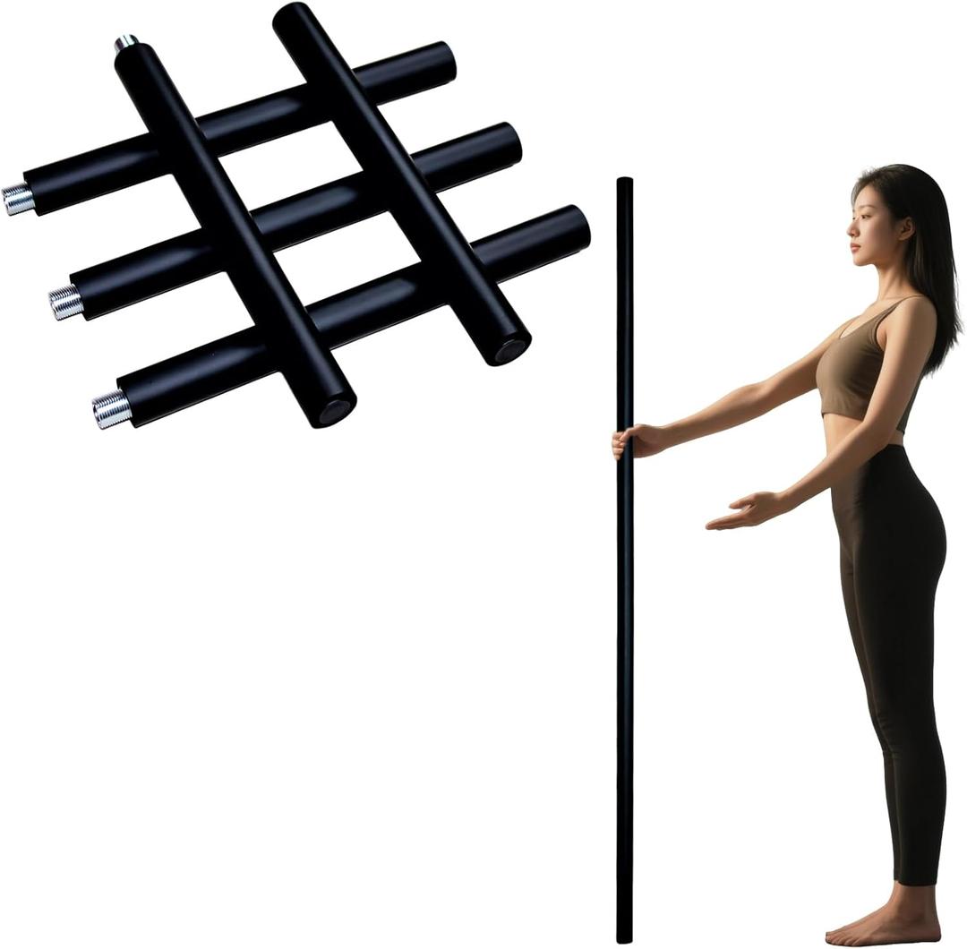 yoga stick is made of sturdy steel that is 5 feet high and an adjustable stretching stick, providing flexibility, agility, and balance. Covered with thick and comfortable foam layer (Black)