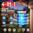 Solar Bug Zapper Outdoor Rechargeable Mosquito Zapper with Cordless Solar Power, Long Runtime Battery, Ip66 Waterproof Portable Fly Zapper for Garden Camping Travel Home