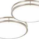 DLLT 2Pack Flush Mount LED Ceiling Light: 16 Inch 5CCT (3000K-6000K) & Dimmable Ceiling Light Fixtures for Bedroom Hallway - 36W Modern Brushed Nickel Super Bright Kitchen Lighting Fixtures Ceiling