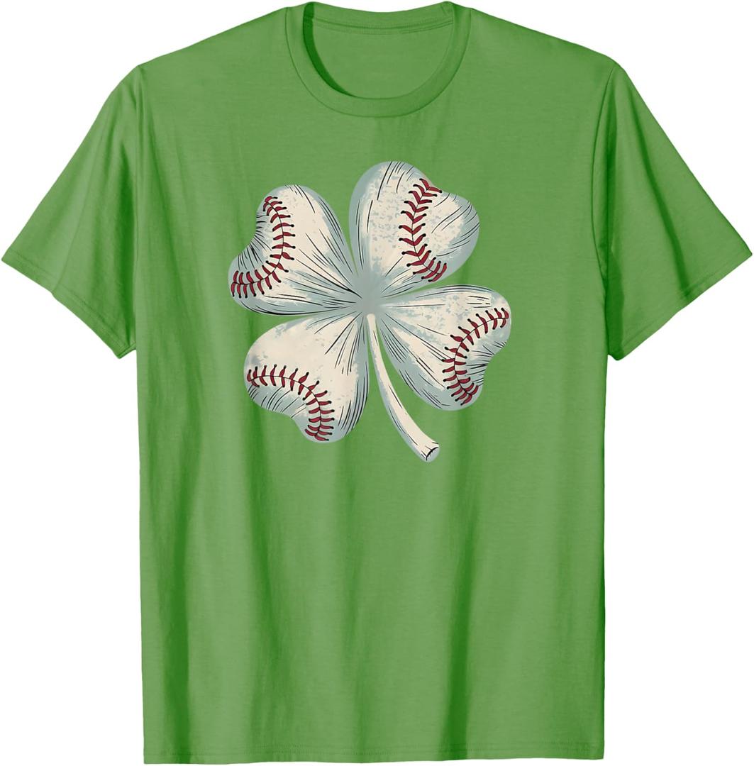 Baseball St Patricks Day Shamrock Sport Mens Boys Teens Kids T-Shirt (Small, Grass Green)