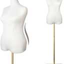 SHAREWIN Female Mannequin Torso Plus Size Women Dress Forms for Sewing Manicanequin Body High Stability Gold Metal Stand for Clothing Dress Jewelry Display Adjustable Height Size 10-12