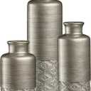 Creative Scents Dublin Silver Vases - Set of 3 Vases for Flowers, Decorative Vases, Farmhouse Decor, Premium Dcor, Centerpiece Table Decorations for Your Kitchen, Bedroom, Office, Living Room