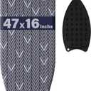 Ironing Board Full Size, Metal Construction Iron Board with Extra Thick Heavy Duty Padded Cover, Stable Structure, Anti-Skid Feet (47x16)