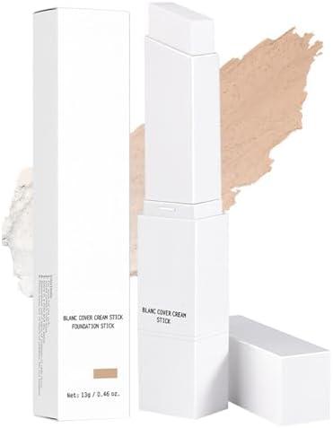 gtalmp Cover Cream Stick, Color Changing Foundation Stick, Skin Matching Cover Cream with Medium to Full Coverage Dewy Finish Base Makeup, Dual-Ended with Detachable Brush (Natural)