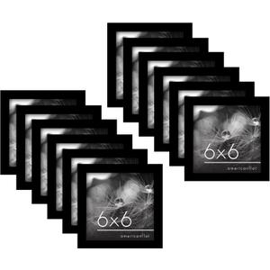 Americanflat 6x6 Picture Frame with Polished Plexiglass - Set of 12 - Signature Collection - Picture Frames with Engineered Wood - Square Frame for Tabletop and Wall Display - Black