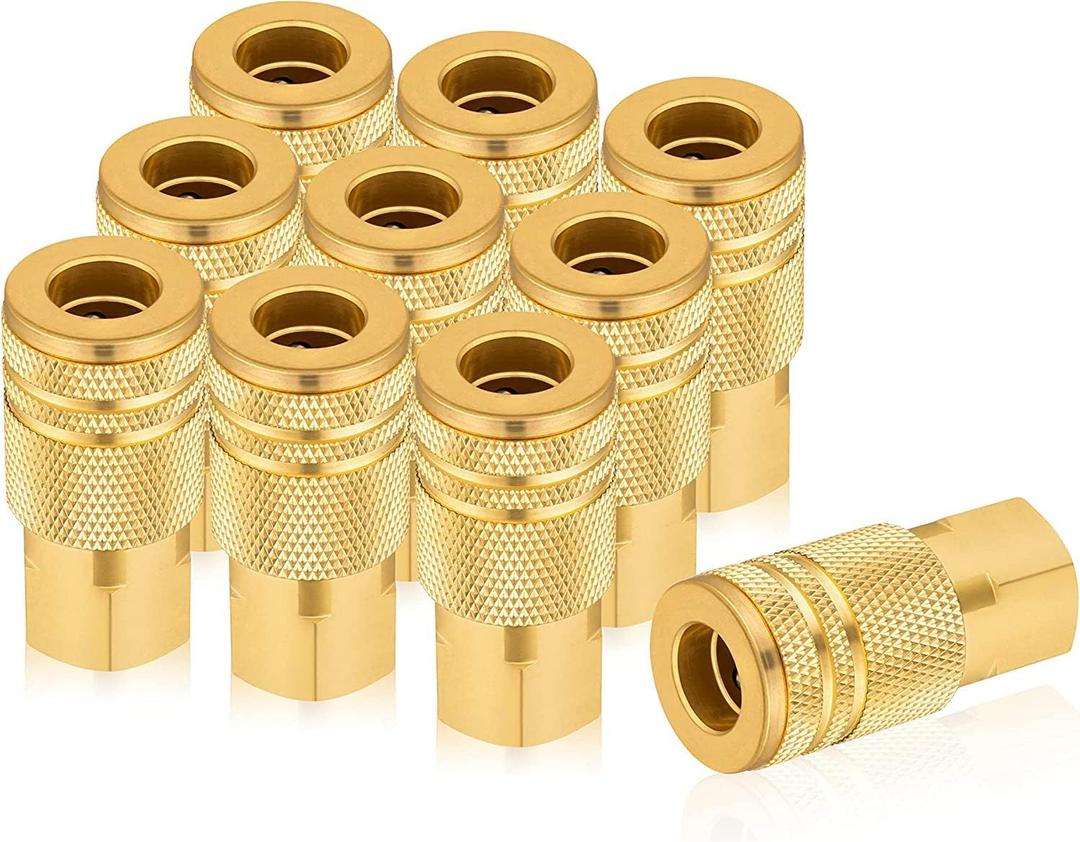 1/4 quick connect fittings,Industrial Air Coupling 10 Pcs, 1/4" Basic Flow Quick Connect Air Coupler, Brass Air Compressor Accessories Fitting,Hose Quick Connect Fitting