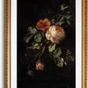 ARPEOTCY Vintage Gold Framed Large Wall Art, 24"x36" Floral Rose Retro Picture Paintings, Antique Canvas Artwork, Victorian Frame Wall Decor for Living Room Bedroom