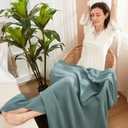 EMME Cotton Blanket Queen Size for Bed Soft Large Muslin Bed Blankets 90"x90" Lightweight Breathable Layering Bedspread All Season Gauze, Teal