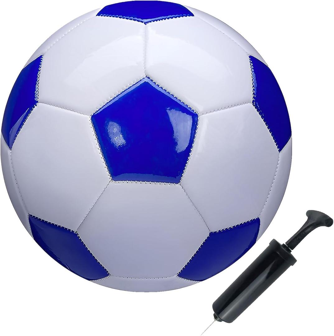 Soccer Ball Size 2 White Blue Outdoor and Indoor School Sports Activity Anti-Explosion Classic Design Suitable for Kids Toddler Boy Gift Training Practice